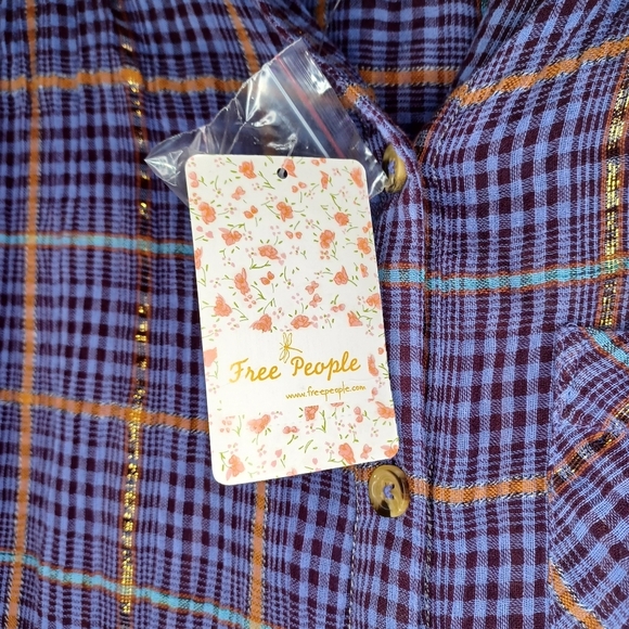 Free people long sleeve violet combo shirt NWT - Picture 6 of 8